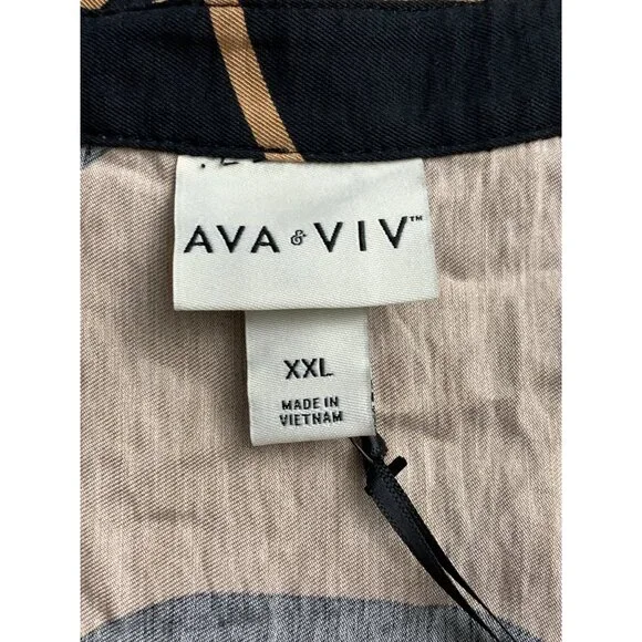 Ava & Viv Womens Plus Size Black & Tan Abstract Button-Front Shirt Size XXL - Picture 7 of 11